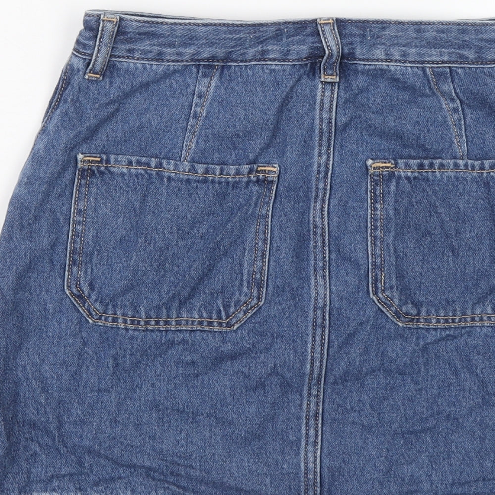 Hollister Womens Blue Cotton A-Line Skirt Size 26 in Zip