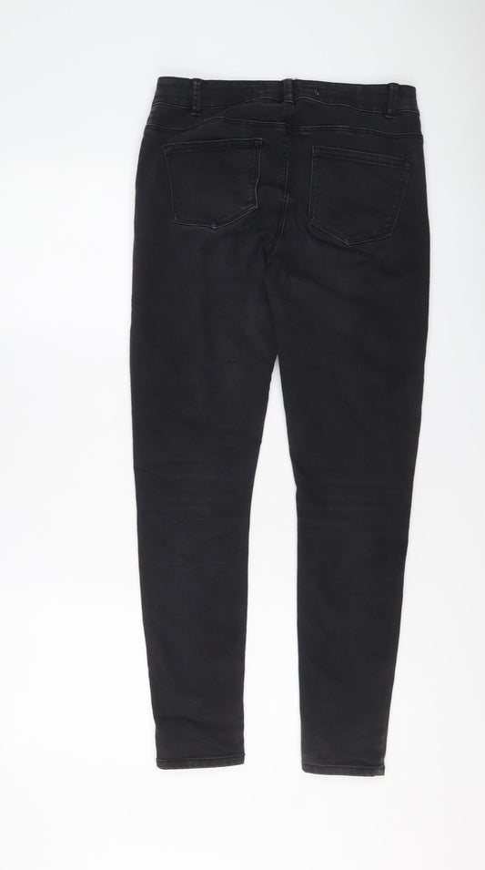 Denim & Co. Womens Black Cotton Skinny Jeans Size 12 L27 in Regular Button