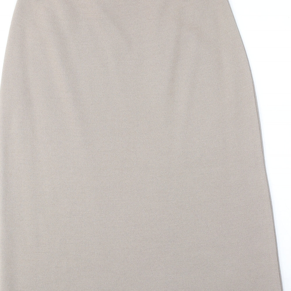 Classic Womens Beige Acrylic A-Line Skirt Size 12