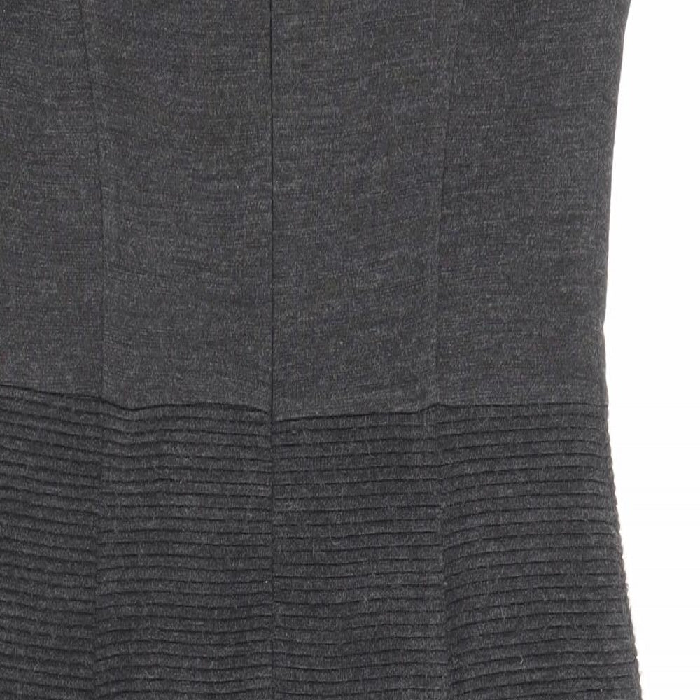 Marks and Spencer Womens Grey Acrylic Shift Size 10 Round Neck Zip