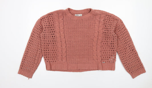 Hollister Womens Pink Round Neck Polyester Pullover Jumper Size S