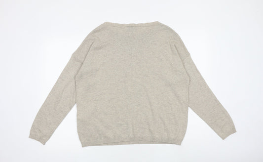 Andamio Womens Beige Round Neck Acrylic Pullover Jumper Size 14