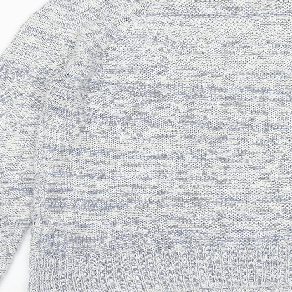 Brand and care label for Red Herring women’s blue round neck acrylic jumper, size UK 12