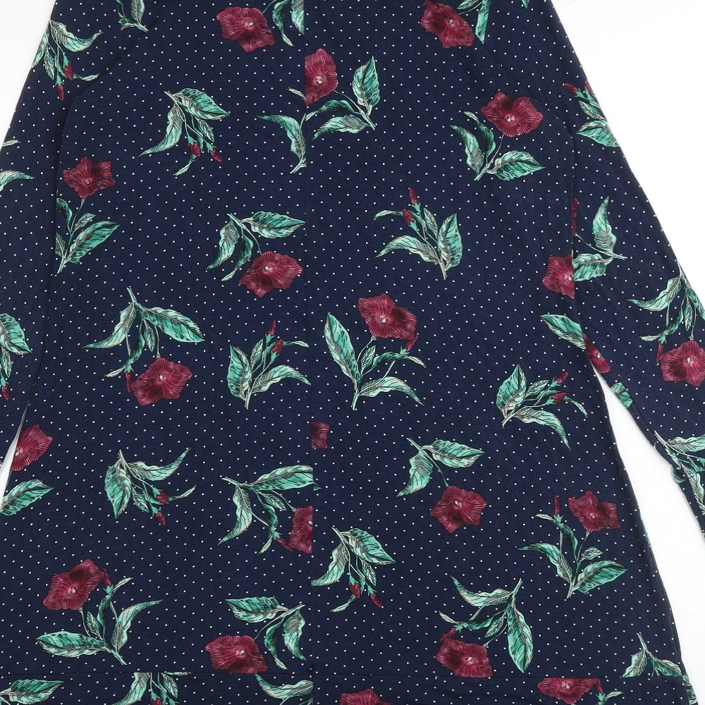 Marks and Spencer Womens Multicoloured Floral Viscose A-Line Size 14 Round Neck Pullover