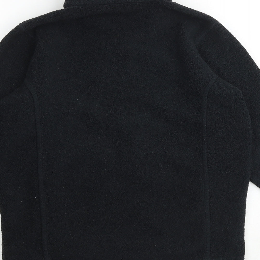 Brand and care label for Hi Gear boys’ black jacket, size 11-12, years zip