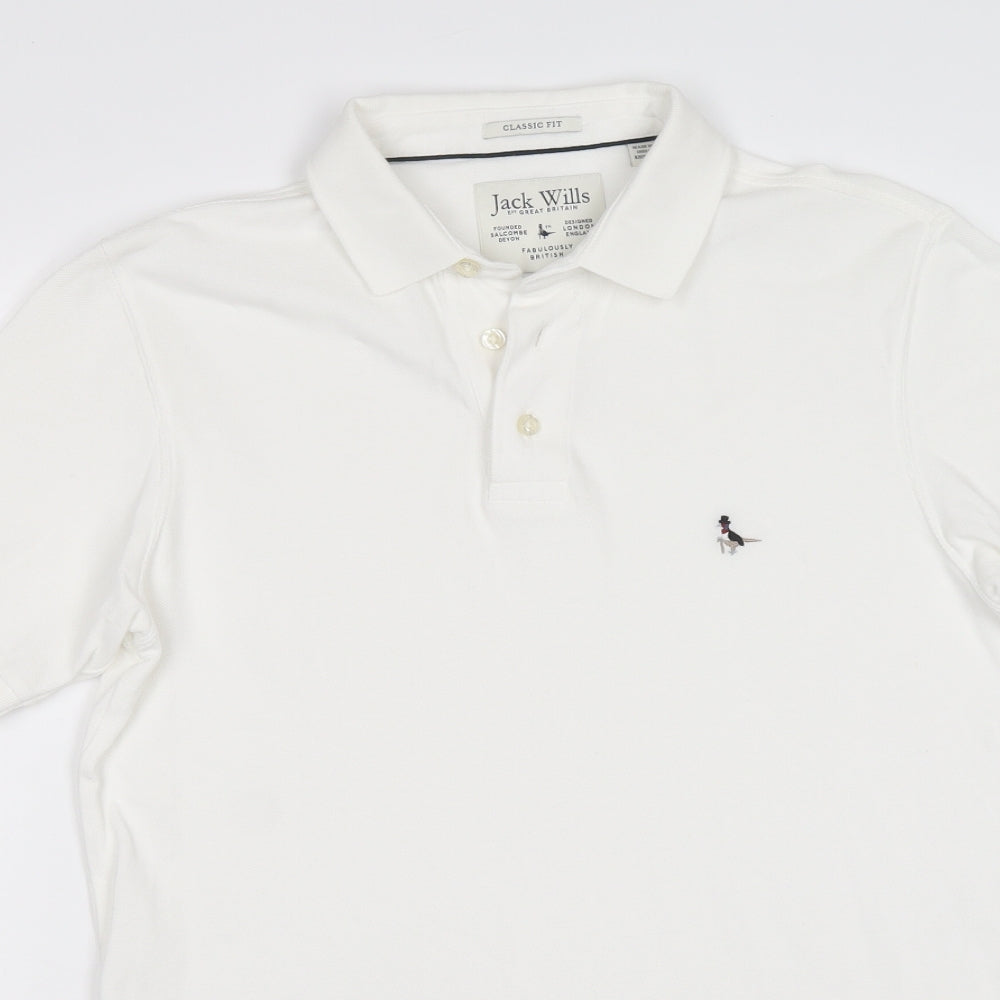 Jack Wills Mens Ivory Cotton Polo Size XS Collared Button