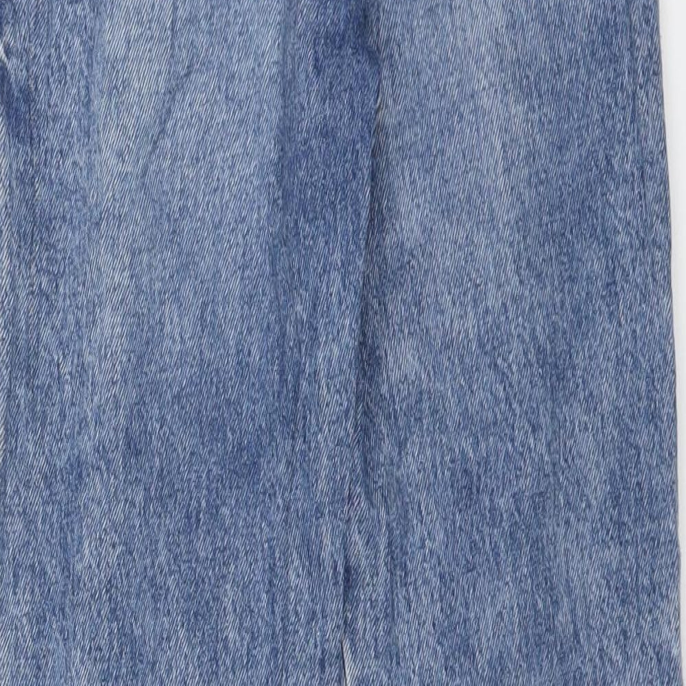 Brand and care label for Next boys’ blue cork tapered jeans, size 9, months regular pullover