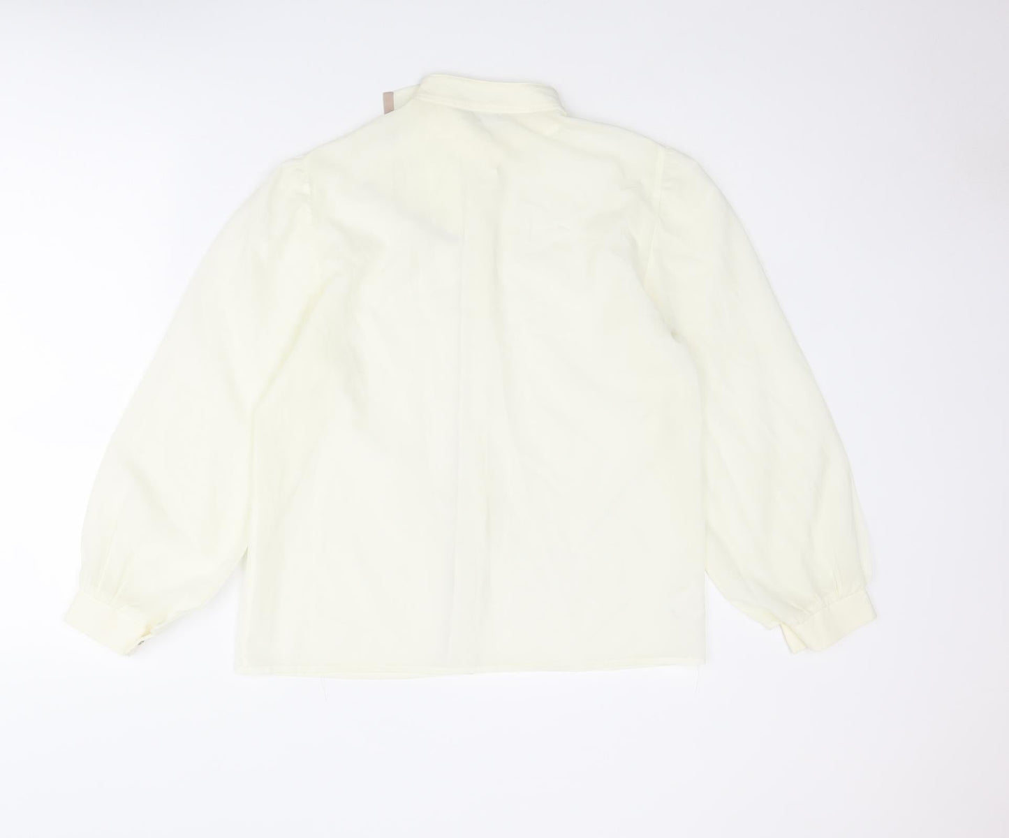St. Michael Womens Ivory Polyester Basic Button-Up Size 12 Round Neck