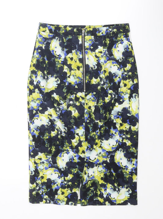 Warehouse Womens Multicoloured Geometric Polyester Straight & Pencil Skirt Size 6 Zip