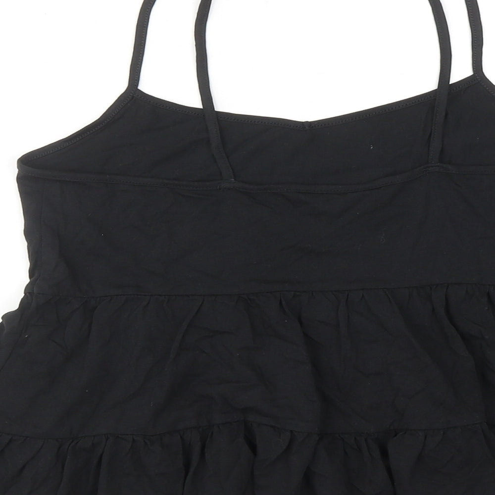 New Look Womens Black Cotton Basic Tank Size 8 V-Neck