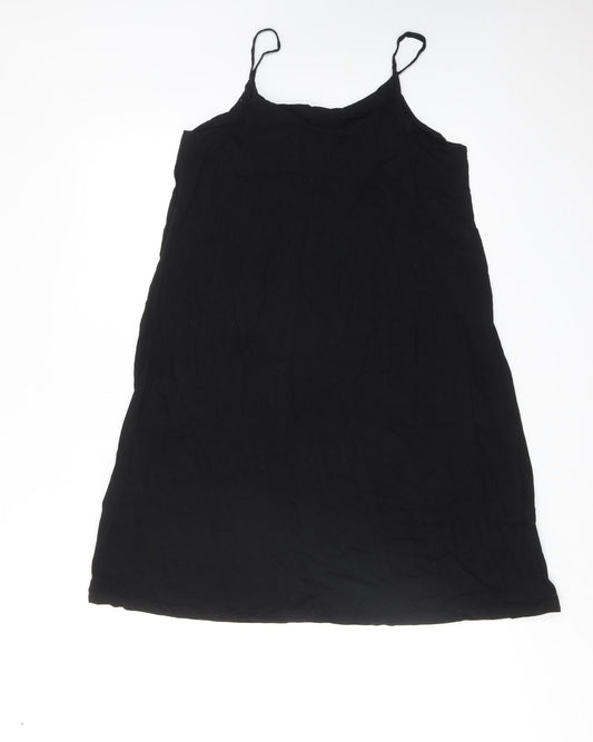 Basic Apparel Womens Black Viscose Slip Dress Size S Round Neck Pullover