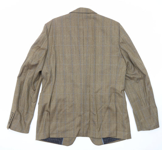 NEXT Mens Brown Striped Wool Jacket Blazer Size 42 Regular - Five-Button Sleeve