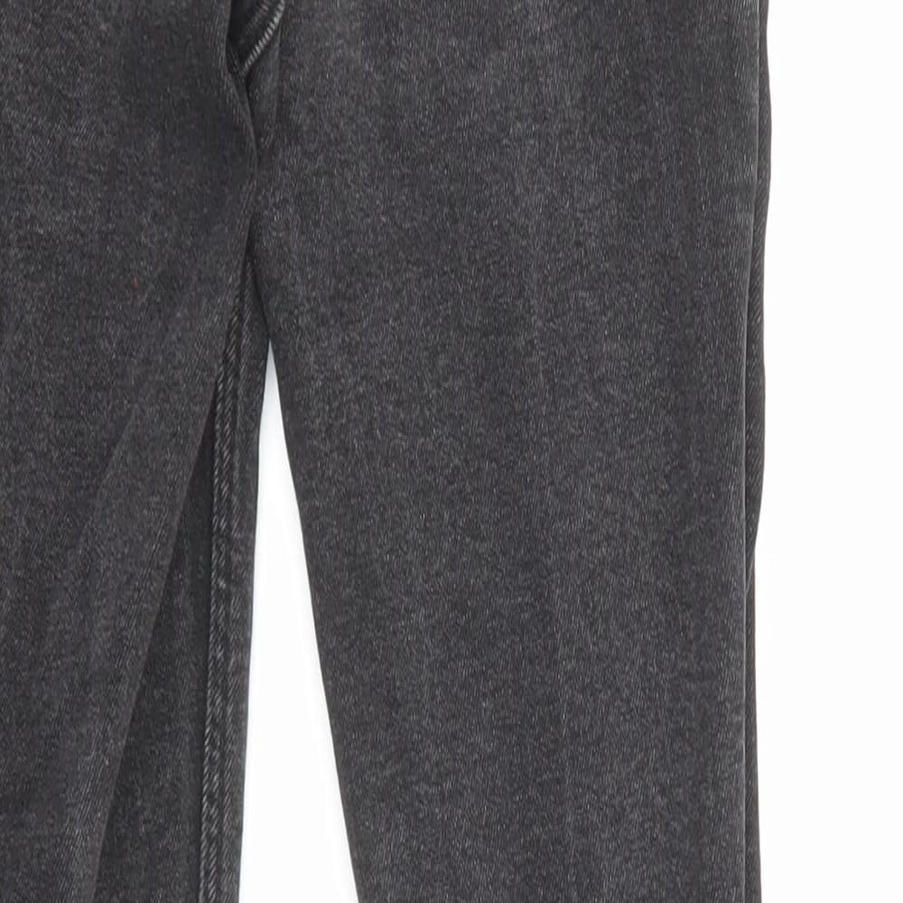 Brand and care label for Denim & Co. women’s black cotton tapered jeans, size UK 4, regular zip - waist 21-inch