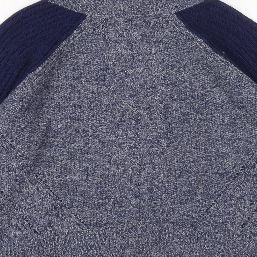Marks and Spencer Womens Blue High Neck Acrylic Pullover Jumper Size 8