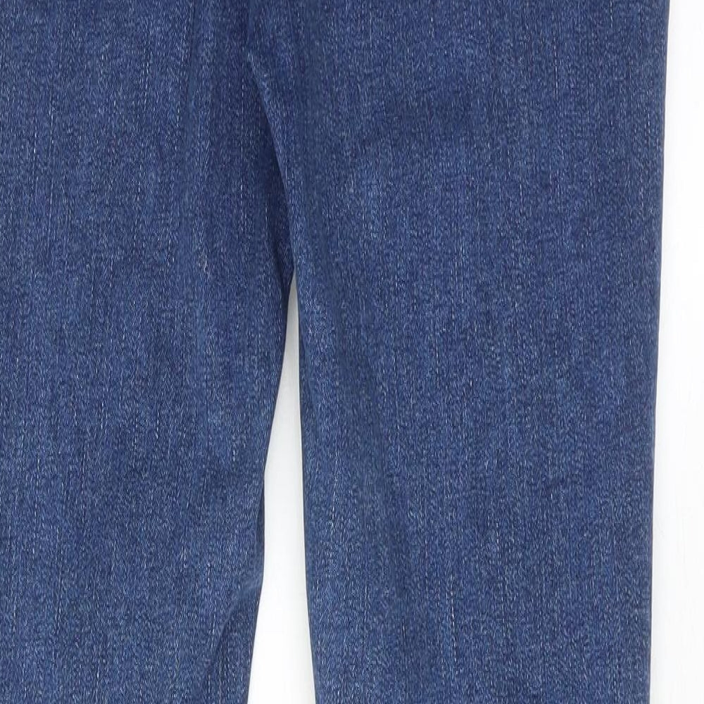 Brand and care label for ASOS women’s blue cotton skinny jeans, size UK 10, regular