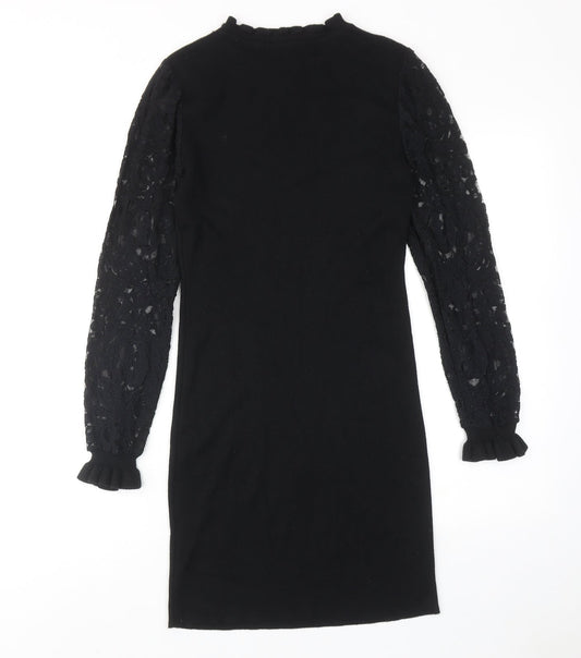 Wild Flower Womens Black Viscose A-Line Size M Round Neck Pullover