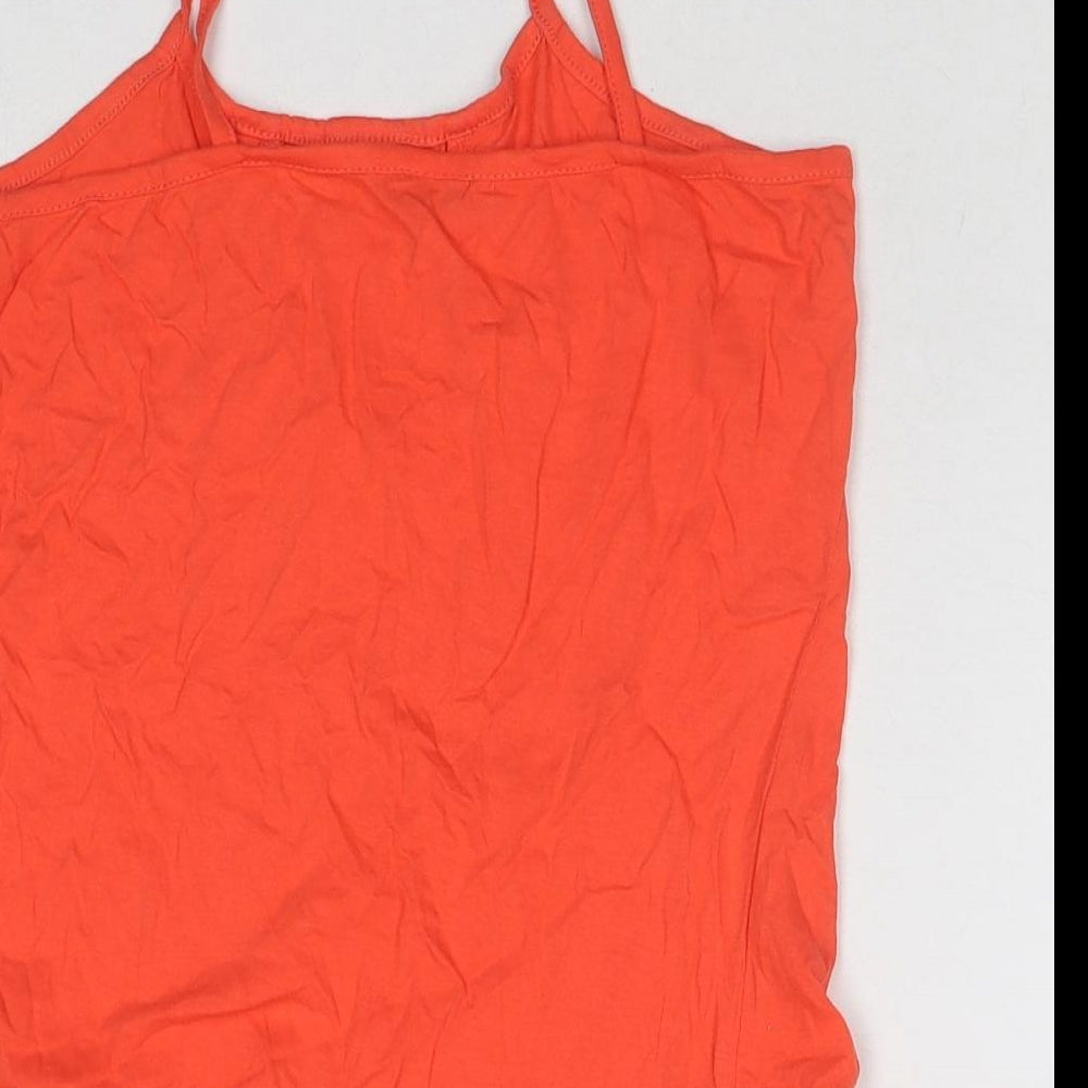Brand and care label for Ethel Austin girls’ red cotton camisole tank, size 11-12, years scoop neck pullover