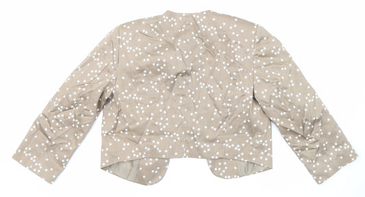 bpc Womens Beige Geometric Jacket Blazer Size 10 - Star Print
