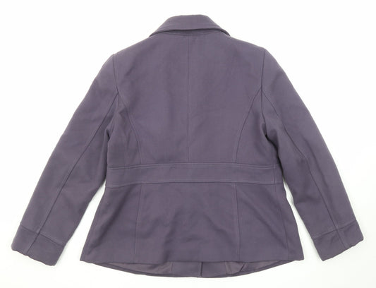 Marks and Spencer Womens Purple Pea Coat Coat Size 14 Button
