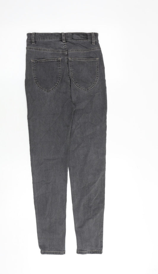 Pull&Bear Womens Grey Cotton Skinny Jeans Size 8 Regular Zip