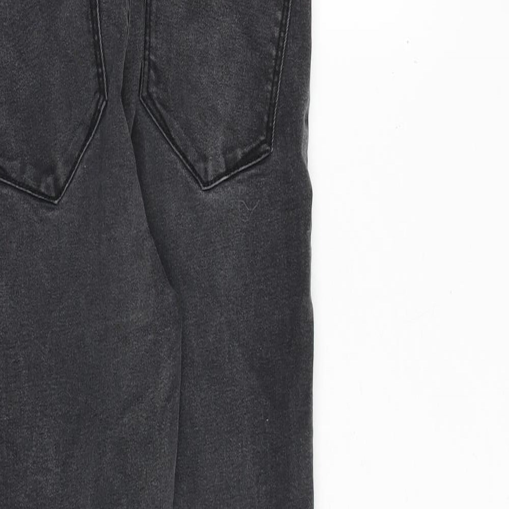 Brand and care label for Denim & Co. women’s grey cotton skinny jeans, size UK 10, regular zip