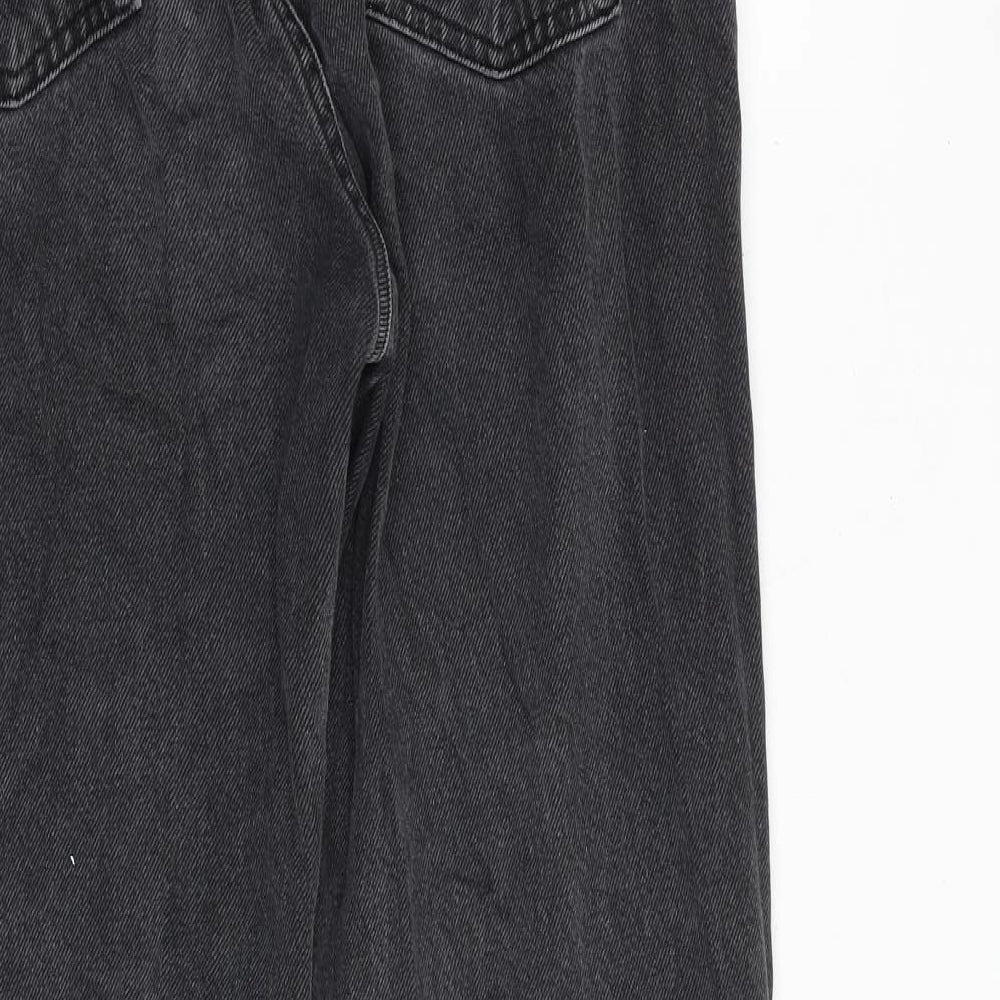 Pull&Bear Womens Grey Cotton Bootcut Jeans Size 8 Regular Zip - Frayed Hem