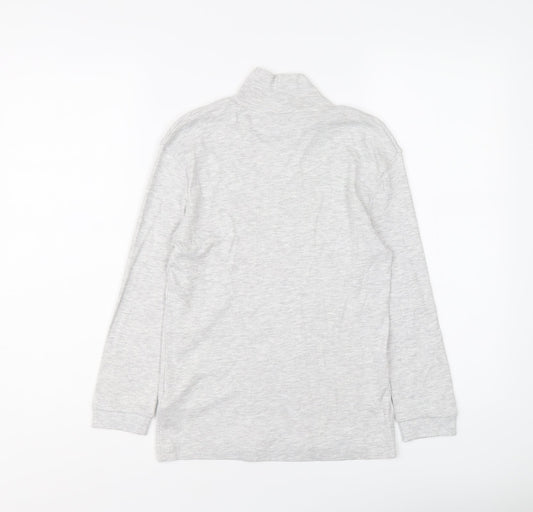 Marks and Spencer Girls Grey Cotton Basic T-Shirt Size 9-10 Years Mock Neck Pullover
