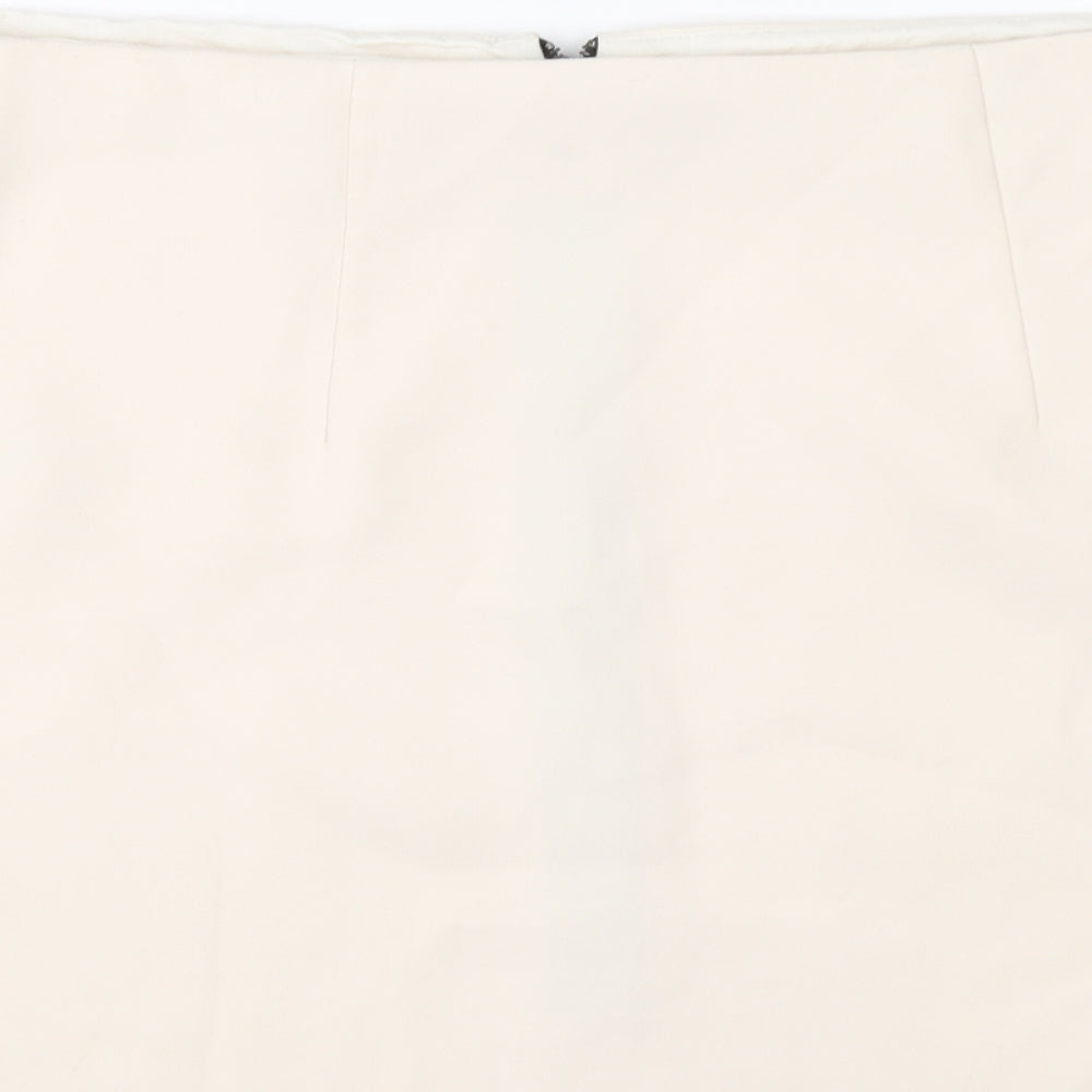 Topshop Womens Beige Polyester A-Line Skirt Size 14 Zip