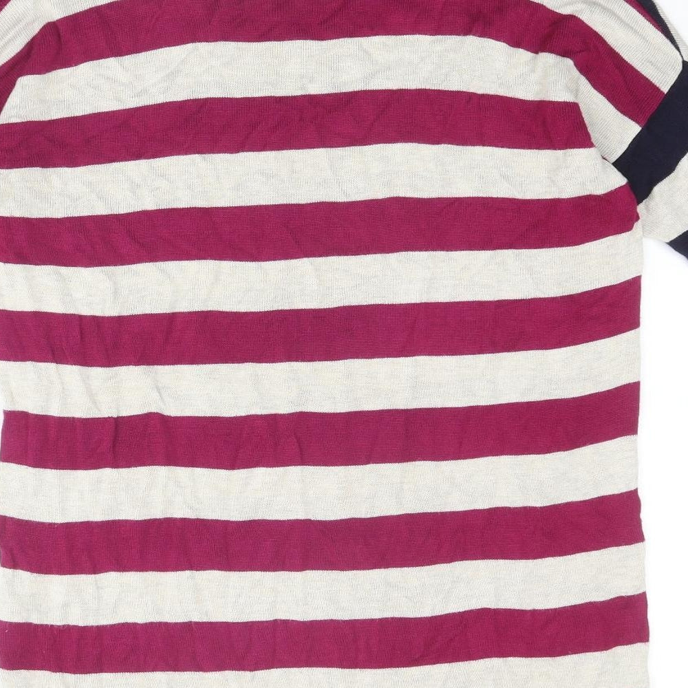 Oasis Womens Multicoloured Round Neck Striped Viscose Pullover Jumper Size S