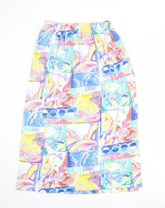 Emreco Womens Multicoloured Geometric Polyester A-Line Skirt Size 12