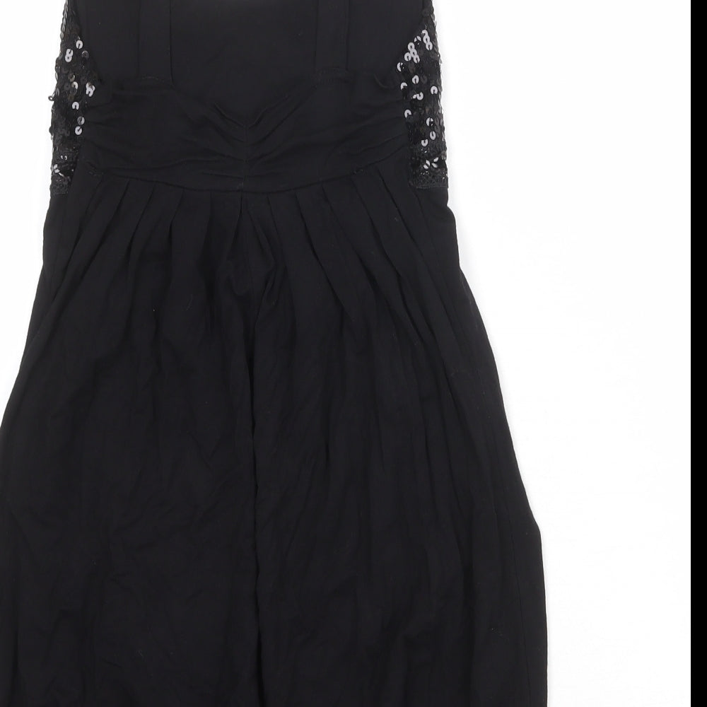 Womens UK Size 8 Rare Black Polyester Tank