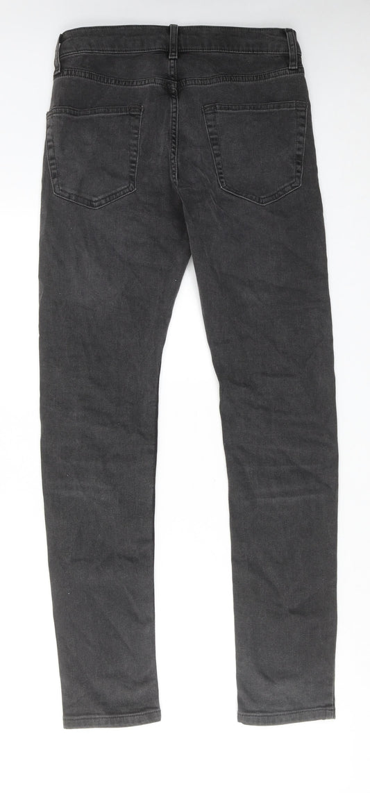 Topman Mens Grey Cotton Skinny Jeans Size 28 in L30 in Regular Button
