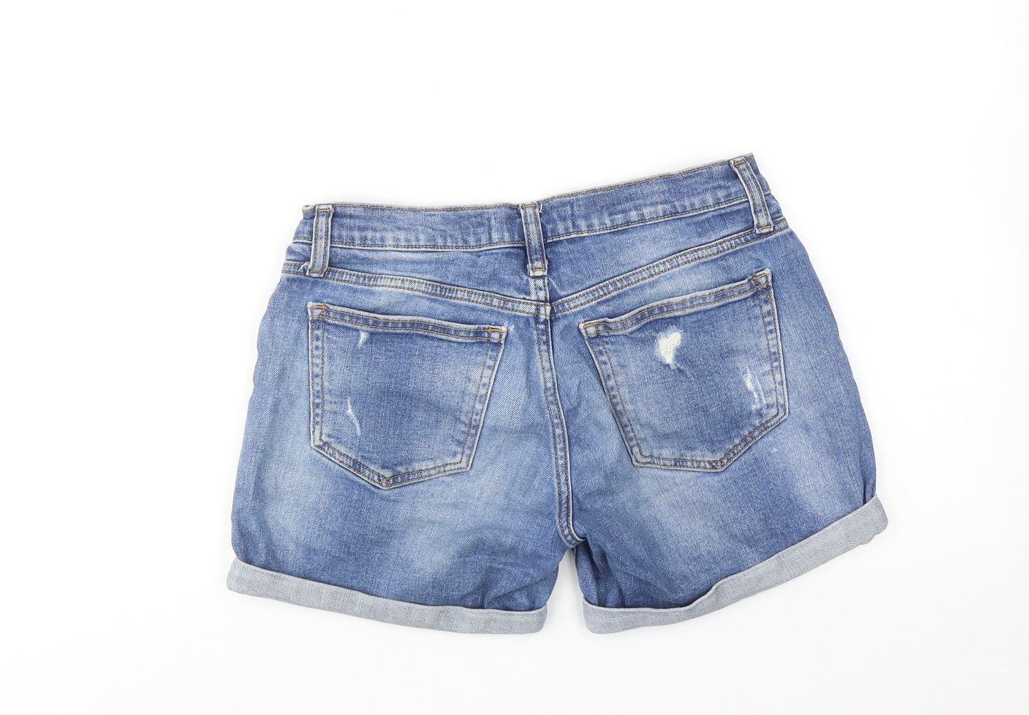 Gap Womens Blue Cotton Mom Shorts Size 25 in Regular Zip - Distressed look