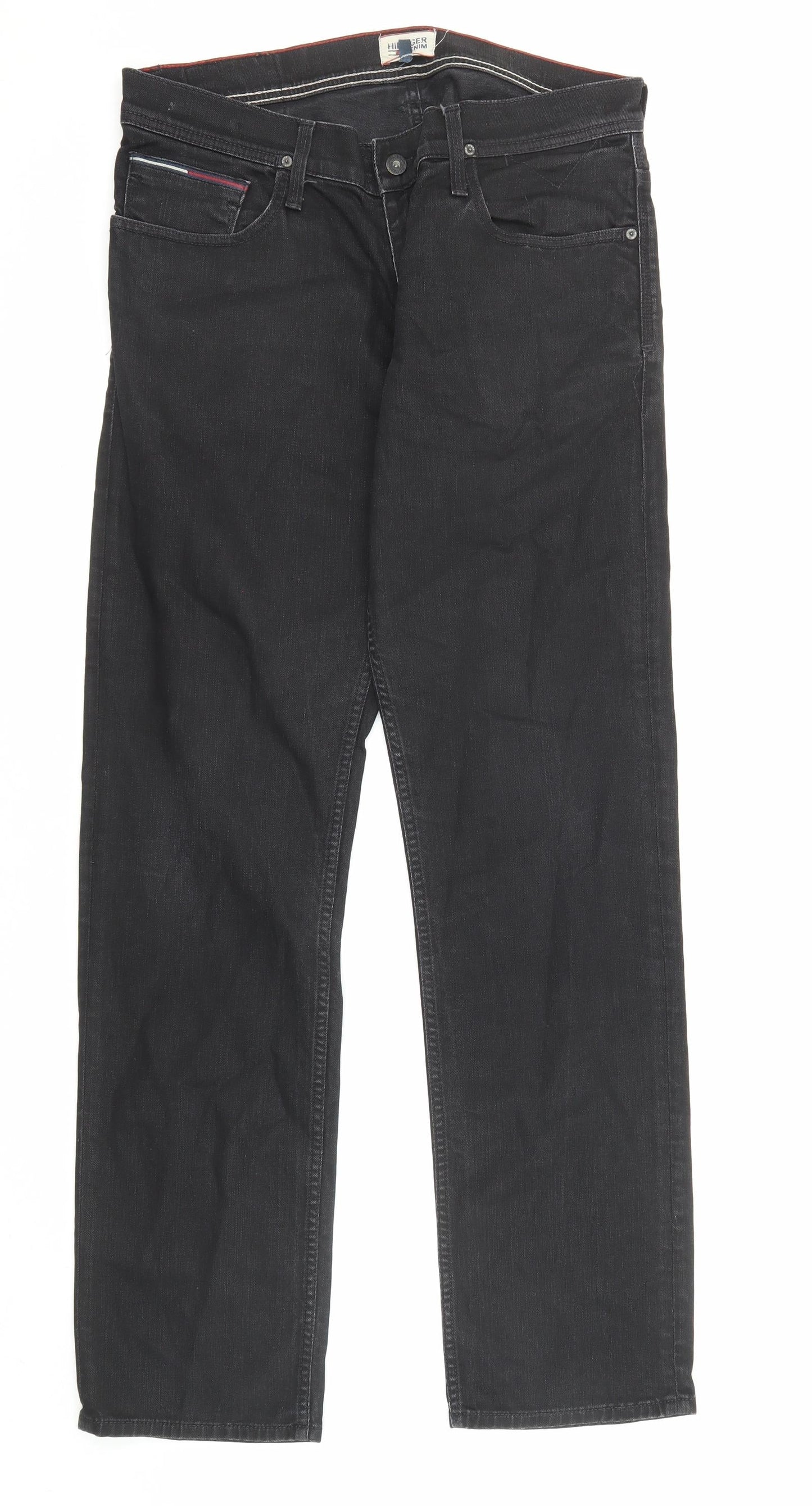 Tommy Hilfiger Mens Black Cotton Straight Jeans Size 34 in L32 in Regular Zip