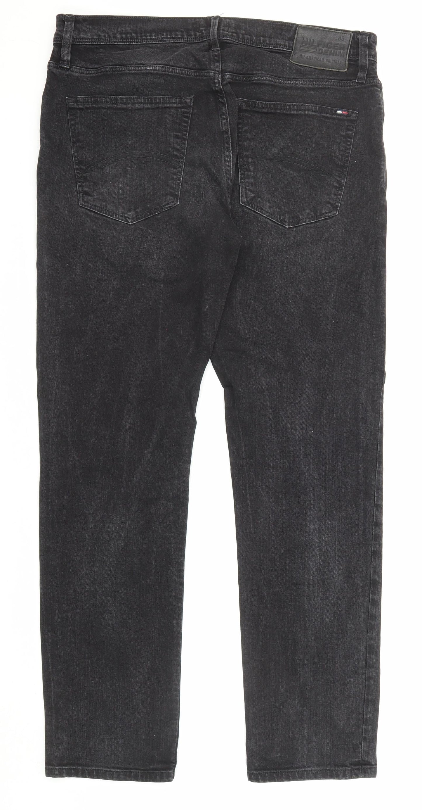 Tommy Hilfiger Mens Black Cotton Straight Jeans Size 34 in L32 in Regular Zip
