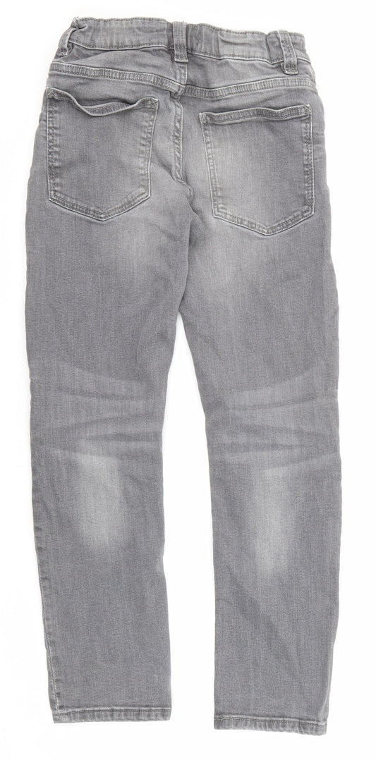 NEXT Boys Grey Cotton Straight Jeans Size 9 Months Regular Zip