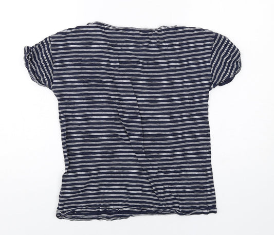 Gap Womens Blue Striped Cotton Basic T-Shirt Size XS Round Neck