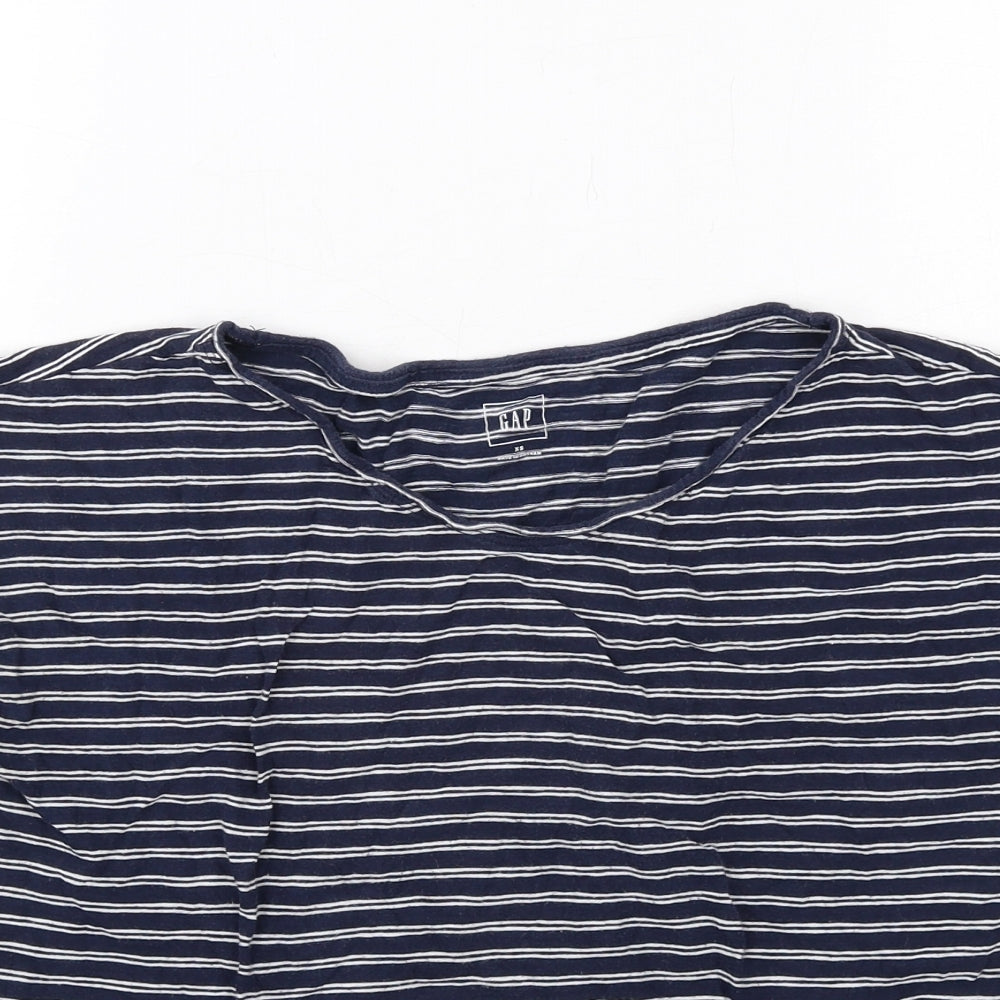 Gap Womens Blue Striped Cotton Basic T-Shirt Size XS Round Neck