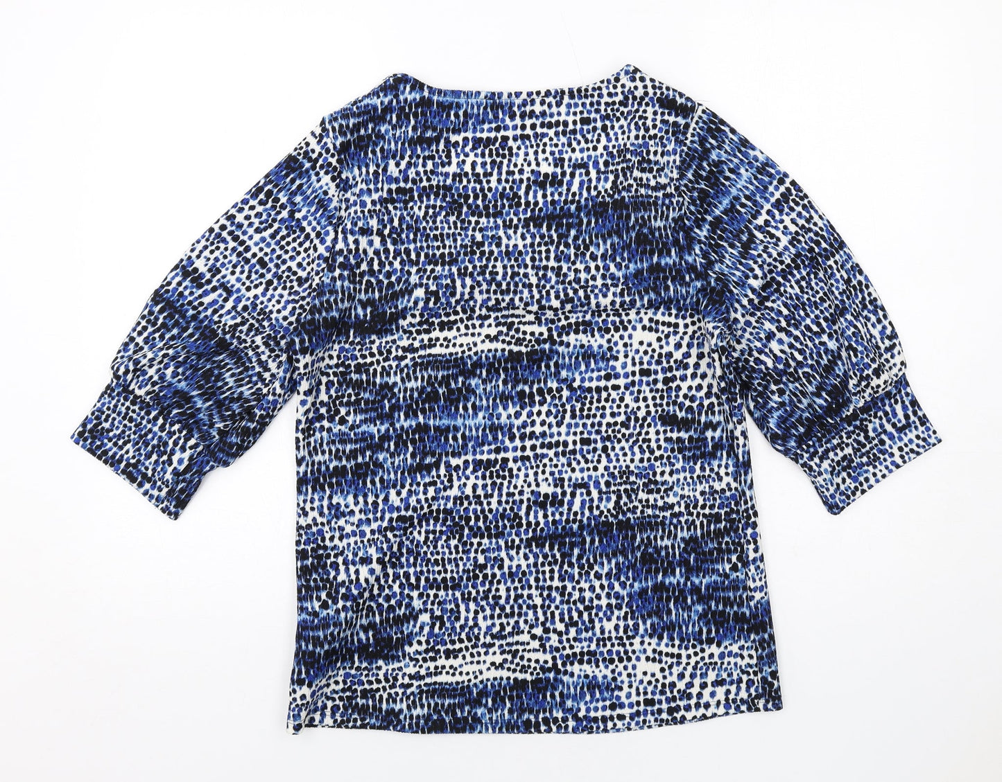 JD Williams Womens Blue Geometric Polyester Basic Blouse Size 12 Round Neck
