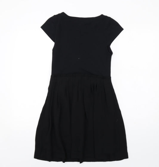 Gap Womens Black Viscose T-Shirt Dress Size 6 Round Neck Zip