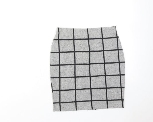 Select Womens Grey Check Polyester Straight & Pencil Skirt Size 8