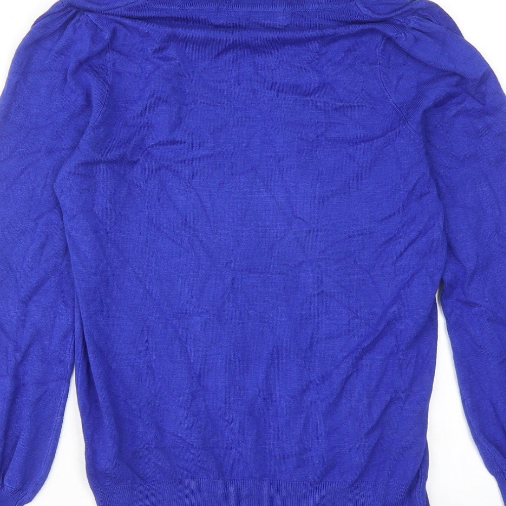 Marks and Spencer Womens Blue Roll Neck Viscose Pullover Jumper Size 10