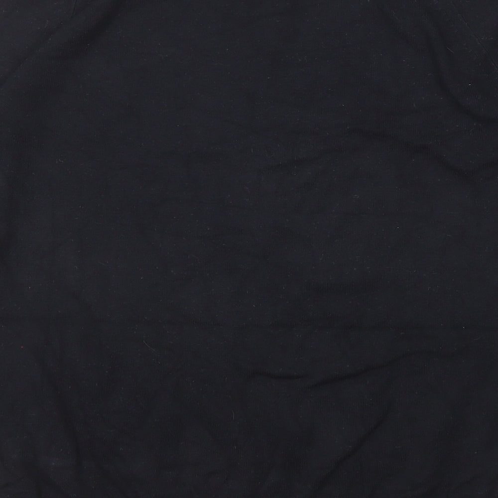 Brand and care label for Dunnes women’s black round neck viscose jumper, size M