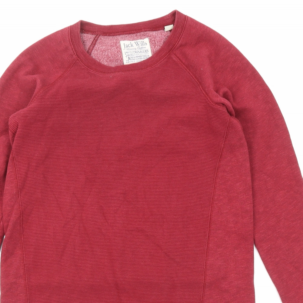 Jack Wills Womens Red Cotton Pullover Sweatshirt Size 8 Pullover - Long line