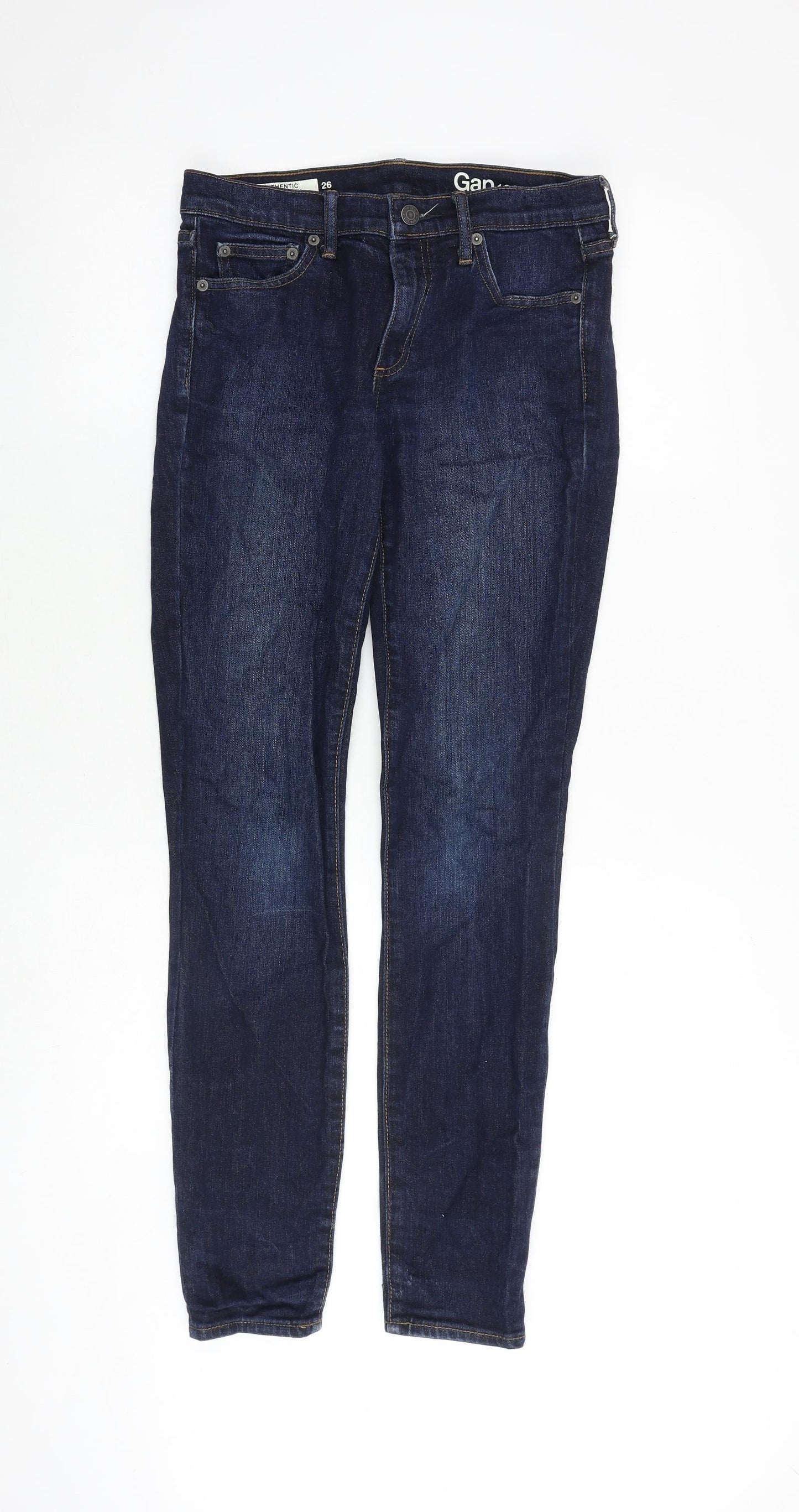 Gap Womens Blue Cotton Skinny Jeans Size 26 in Relaxed Zip