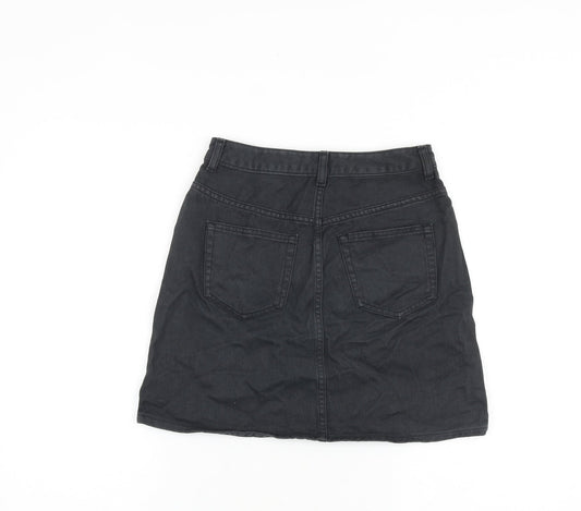 GU Jeans Womens Grey Cotton A-Line Skirt Size 26 in Zip