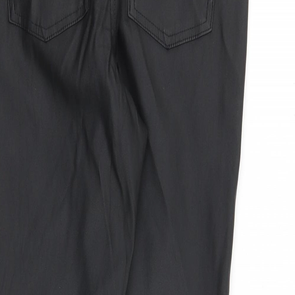 Brand and care label for Denim & Co. women’s black polyester trousers, size UK 10, regular zip - coated