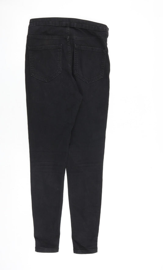 Marks and Spencer Womens Black Cotton Skinny Jeans Size 10 L29 in Slim Zip