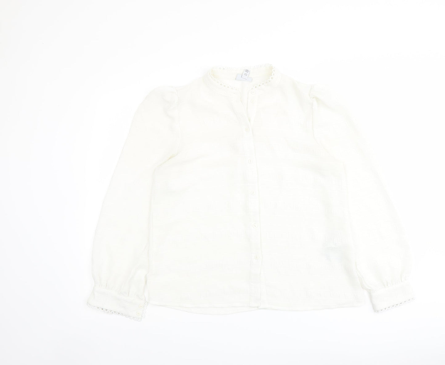 VERO MODA Womens Ivory Polyester Basic Button-Up Size M V-Neck