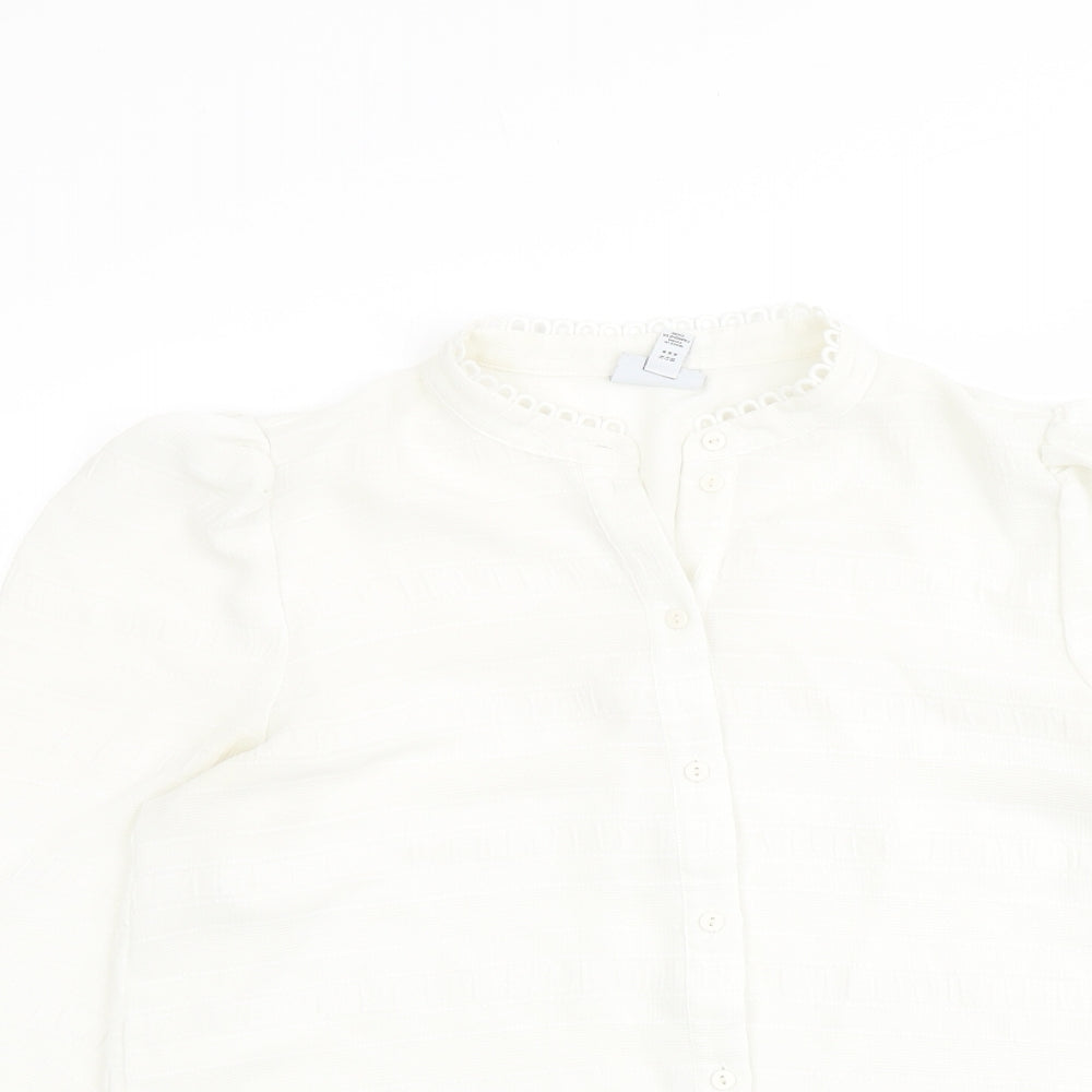 VERO MODA Womens Ivory Polyester Basic Button-Up Size M V-Neck